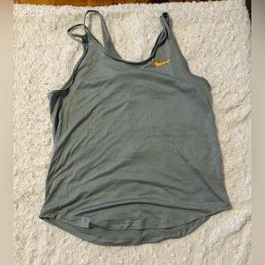 Nike Dri-fit Tank with back cut out. Gray with orange swoosh